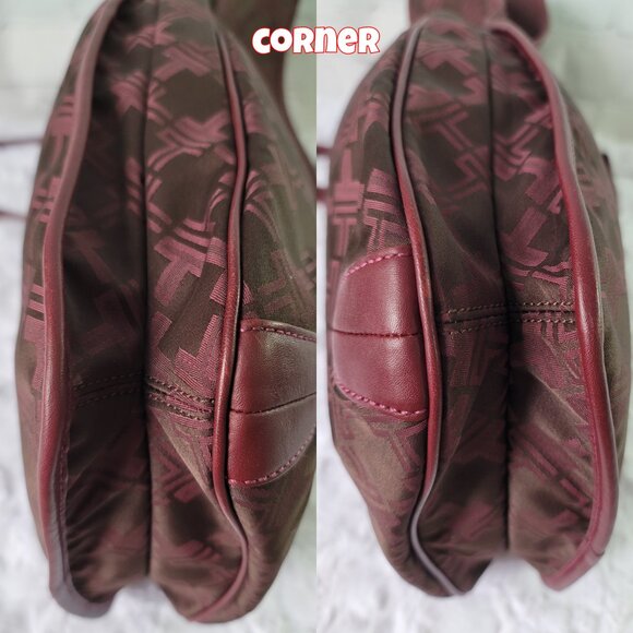 TUMI Signature Burgundy Canvas Messenger Bag - Picture 5 of 10